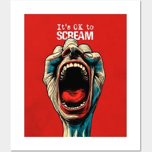 Screaming Hand: It's OK to Scream on a Dark Background Posters and Art